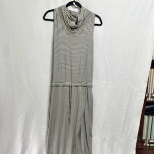 Anthropologie Black and White Sheath Maxi Dress Sleeveless Cowl Neck